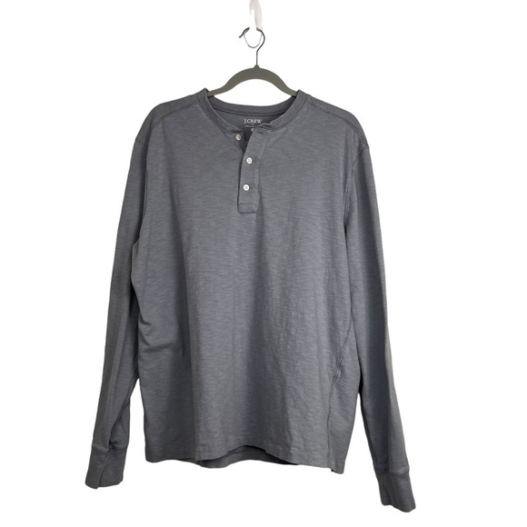 J. Crew Factory Men's Long-sleeve henley in slub cotton size XL blue/gray - Picture 2 of 9